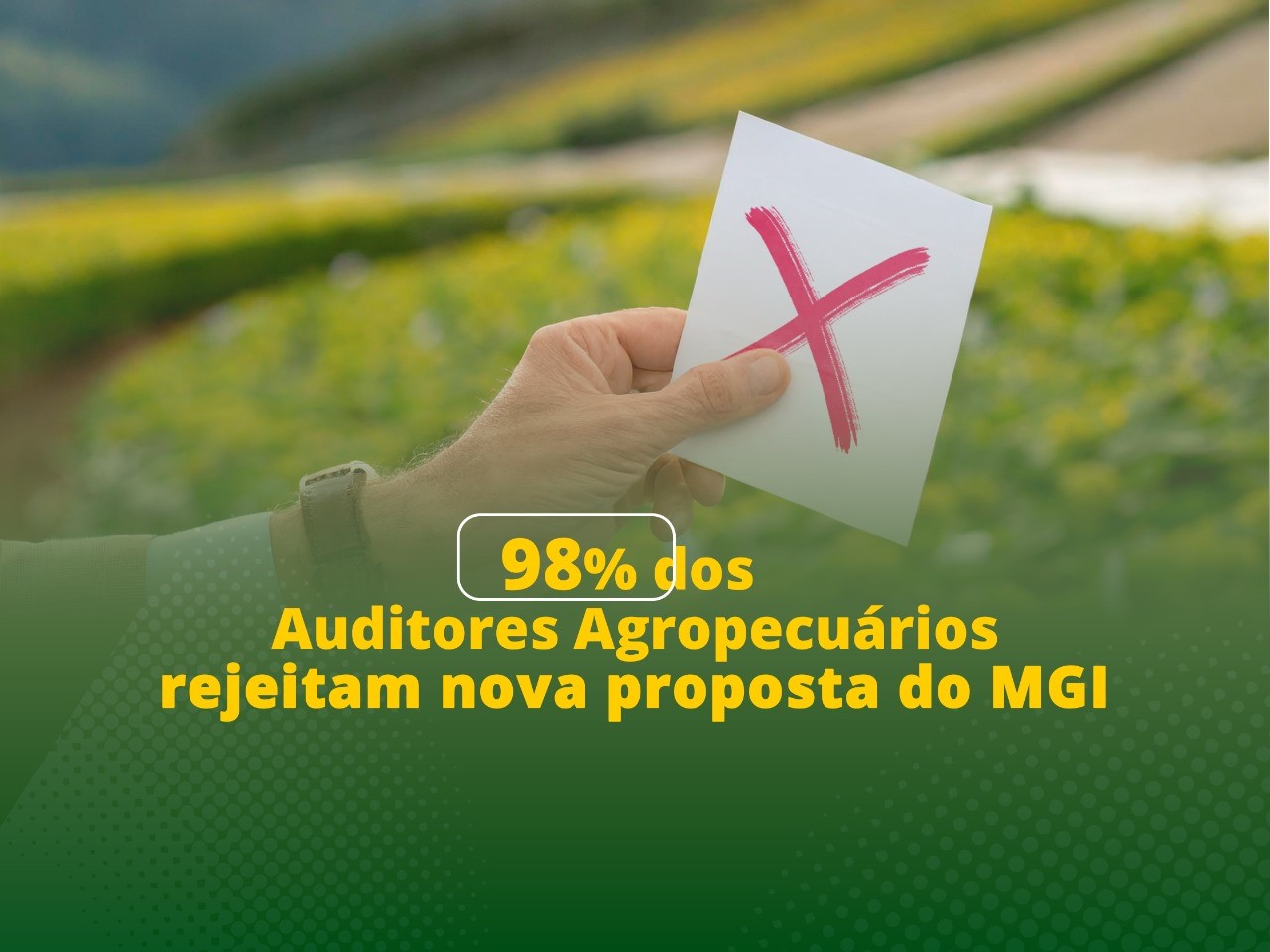 98% dos Auditores Agropecuários rejeitam nova proposta do MGI
